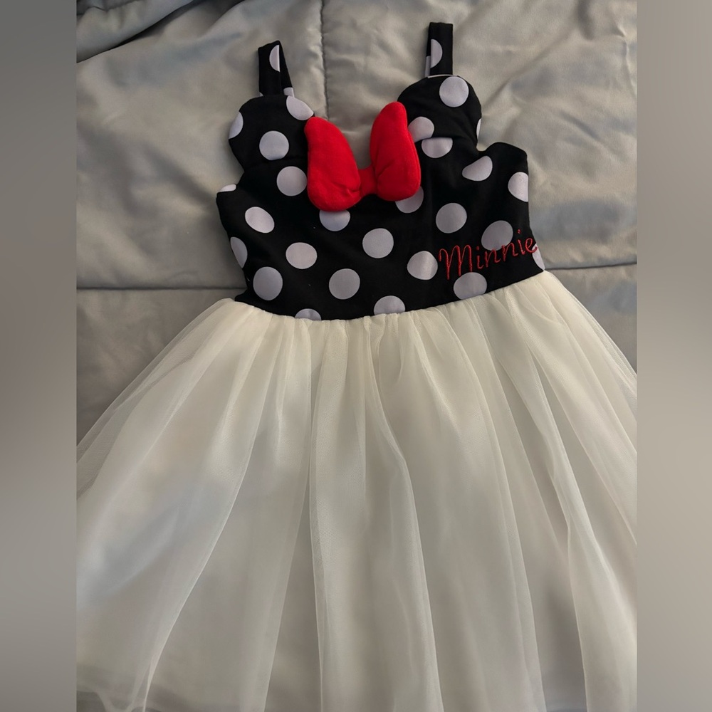 Little Girls Minnie Mouse Polka Dot & Mesh Dress